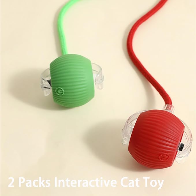 2 Packs Interactive Cat Toy Ball for Indoor Cats - 3-Speed Smart Rolling Ball with Flashing Lights, USB Rechargeable Automatic Motion Kitten Toys for Bored Adult Cats & Playful Kittens-Mewly Pet