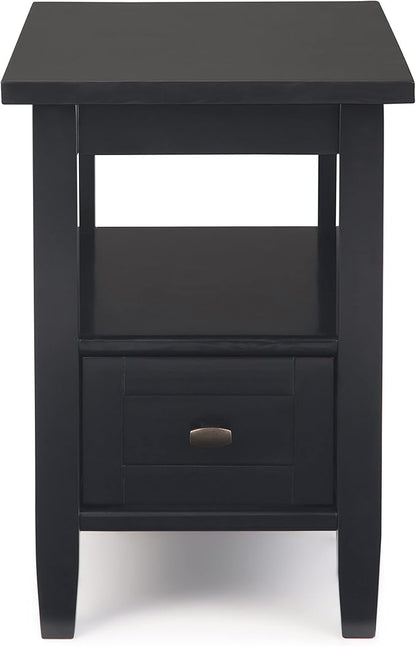 SIMPLIHOME Warm Shaker SOLID WOOD 14 inch Wide Rectangle Transitional Narrow Side Table in Black for the Living Room and Bedroom