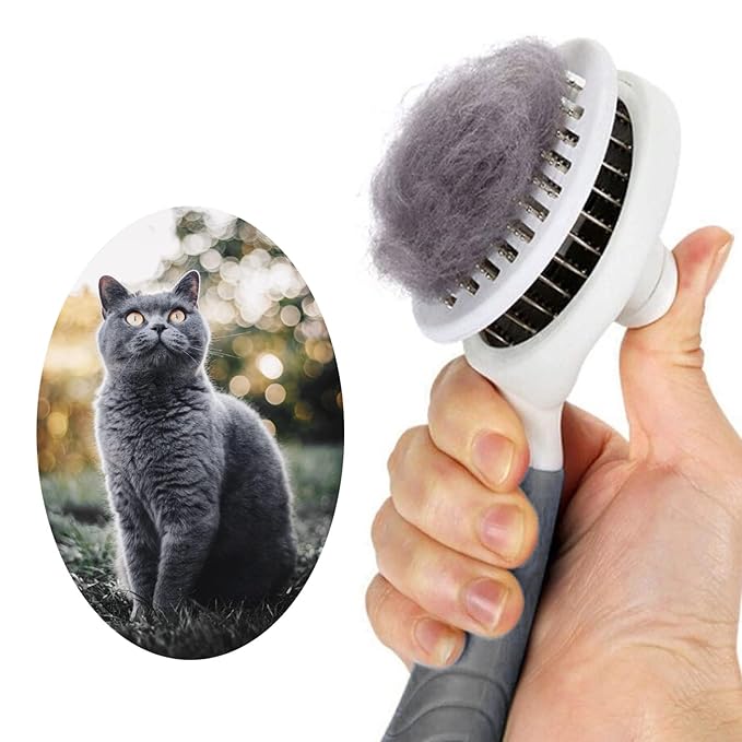 Cat Self Cleaning Slicker Brush, Pets Skin Friendly Grooming Brushes for Shedding Dogs Cats Hair Easy to Remove Loose Undercoat with Long or Short Hairs Pet Massage Tool for All Hair Type- UPGRADED-Mewly Pet