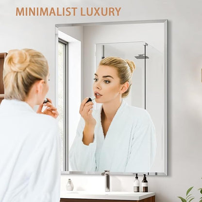 Frameless Mirror for Bathroom Vanity,18x36in Wall Mounted Mirrors for Over Sink Decorative Rectangular Frameless Mirror,With Polished Edge,Hangs Horizontally Or Vertically,Entryways,Room,Shatterproof