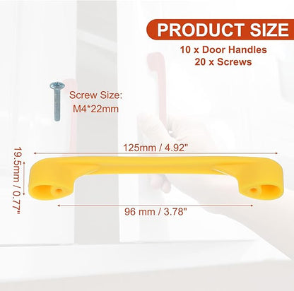 uxcell 10 Pack Plastic Cartoon Drawer Pulls, 5" ABS Closet Wardrobe Door Handle Furniture Accessory for Home Kitchen Cupboard, Yellow