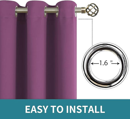 BGment Room Darkening Curtains 45 Inches Long - Grommet Thermal Insulated Drapes Window Treatment Curtains for Bedroom, 2 Panels, 52 x 45 Inch, Eggplant Purple