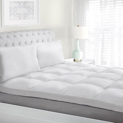 Superior Mattress Topper, Down Alternative, 2 Inch Deep Sized Bed Pillow Top, Comfort Pad, Fluffy Mattress-Topper Protector, Plush Cooling Extra Soft, Hotel Quality, Full, White