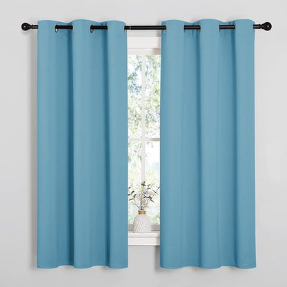 NICETOWN Teal Blue Blackout Curtains 68 inches Length for Laundry Room, 2 Panels, 42" Wide, Thermal Insulated Decoration Drapes for Office Window