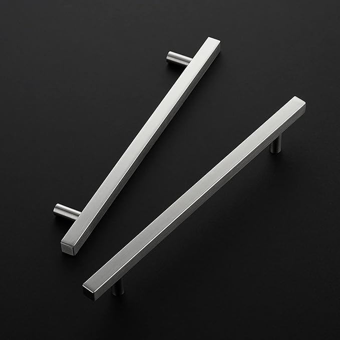 Ravinte Brushed Nickel Cabinet Handles 15 Pack 7-1/2 inch Satin Nickel Square Cabinet Pulls Silver Hardware for Kitchen Cabinets 10 inch Overall Length Stainless Steel Drawer Pulls