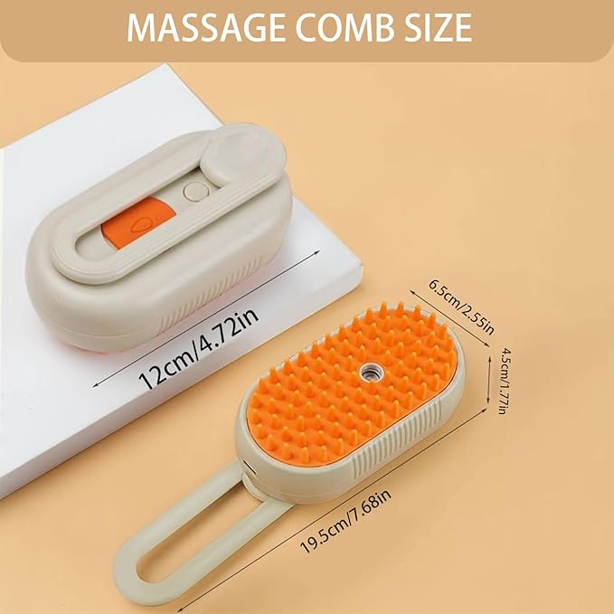 cat steam brush for shedding -4 in 1 Rechargeable Steam Brush for Cats and Dogs, Anti-static, Massage, Cleaning, Shedding & Combing All In One! grooming tool for cats and dogs（Brown）-Mewly Pet