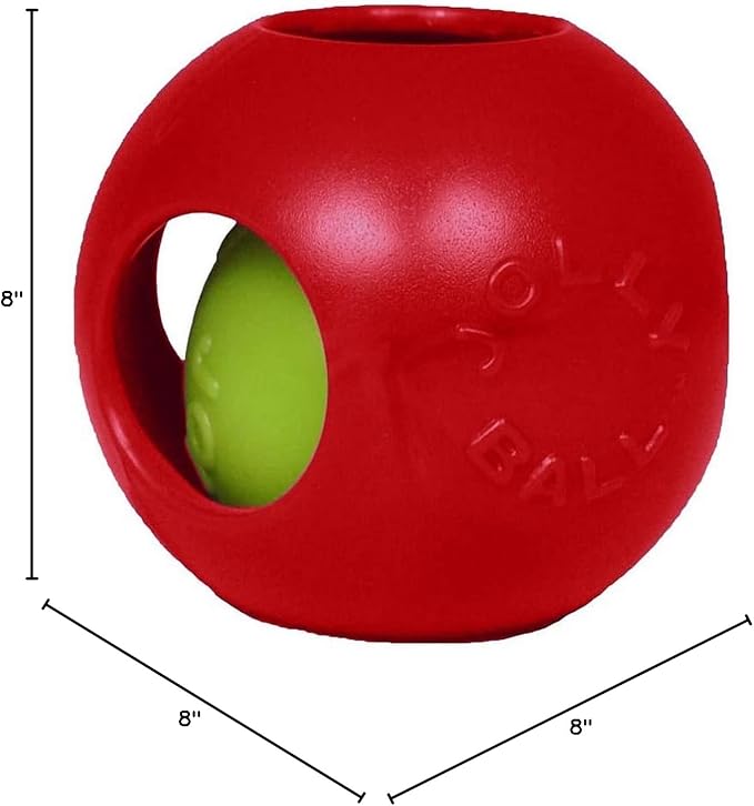 Jolly Pets Teaser Ball Dog Toy, Large/8 Inches, Red-Mewly Pet