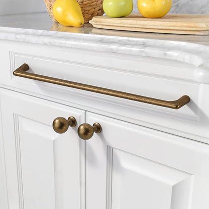 Amerdeco 10 Pack Antique Brass Cabinet Pulls 10 Inch(320MM) Hole Centers Kitchen Vintage Retro Cabinet Handles Hardware for Cabinets Cupboard Handles ZH0041