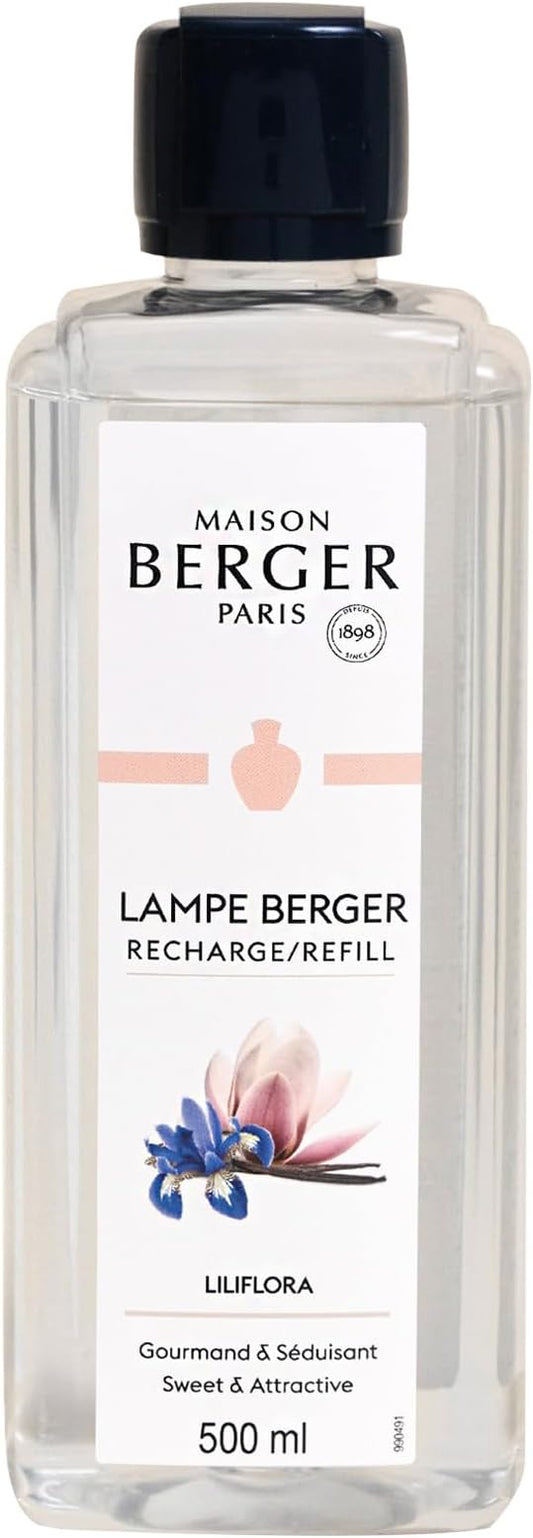 Maison Berger - Liliflora - Lampe Berger Fragrance Refill Oil for Home Diffusers - Luxury Air Freshener with Magnolia, Orange Blossom & Vanilla Notes - 16.9 Fl Oz (500ml)