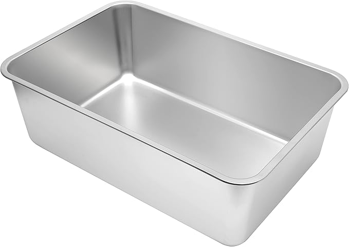 Kichwit Large Stainless Steel Cat Litter Box with High Sides, Metal Litter Pan for Big Cats, Non Stick Smooth Surface, Easy to Clean (23.4" L x 15.5" W x 7.6" H)-Mewly Pet