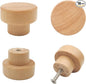 16PCS Wood Knobs Flat Top Round Cabinet Knobs Natural Wooden Dresser Drawer Pulls (Diameter: 35mm/1.38 inch, Height: 25mm/0.99 inch)