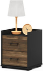 Furinno End Side Night Stand Modern Bedroom Bedside Tables Handle 2 Chest Nightstand, 1-Pack Drawer, Columbia Walnut/Black