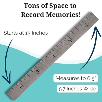 HEADWATERS STUDIO Wooden Growth Chart for Wall-Kids Sizing Chart, Height Measurement for Wall, Kids Height Wall Chart, Kids Height Ruler, Height Growth Chart for Kids - Love Grows Here Gray (63"x6.7")