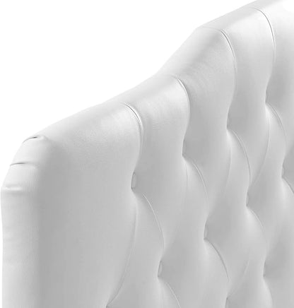 Modway Annabel Tufted Button Faux Leather Upholstered Queen Headboard in White