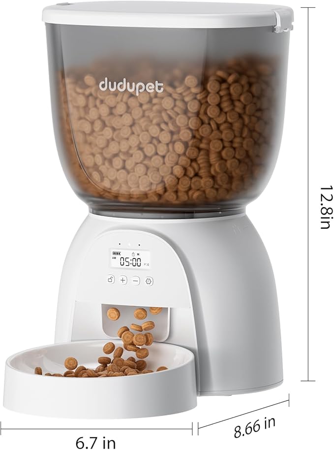 5L Automatic Cat Feeder, Timed Cat Food Dispenser, Automatic Pet Feeders Up to 6 Meal 1-20 Portion, Dual Power Supply Cats Feeder, Pet Dry Food Dispenser for Cats and Small Dogs-Mewly Pet