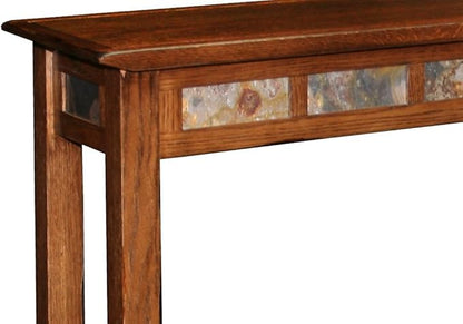 Leick Home 10059 Rustic Slate Tile Hall Console Sofa Table with Shelf, Rustic Oak