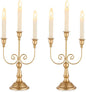 Romadedi Candelabra Gold Candle Holders - 3 Arm 11.8" Wedding Candlestick Holder for Theme Party Table Centerpiece Decor Dining Room Birthday Holiday Christmas, Set of 2