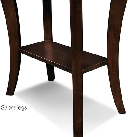 Leick Home Boa End Table, Solid Wood, Narrow, Bottom Display Shelf, Easy-Assembly, For Living Room/Bedroom, Chocolate Oak, 24.0 in. L x 14.0 in W x 24.0 in. H, 10305