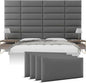 VANT Upholstered Headboards - Accent Wall Panels - Packs of 4 - Vintage Leather Gray Pewter - 30" Wide x 11.5" Height - Easy to Install - Queen - Full Size Headboard