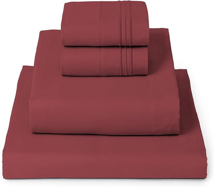 Mellanni California King Sheets Set - 4 PC Iconic Collection Bedding - Hotel Luxury, Extra Soft, Cooling Bed Sheets - Wrinkle, Fade, Stain Resistant (Cal King, Brick Red)