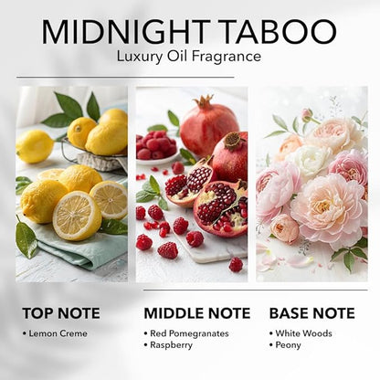 Midnight Taboo Diffuser Oil, Inspired by Luxury Hotels, 6.7 Fl Oz 200 mL, Hotel Scent for Home, Office, Bathroom & Spa, Aromatherapy Essential Oil, Lemon & Pomegranate Scents.