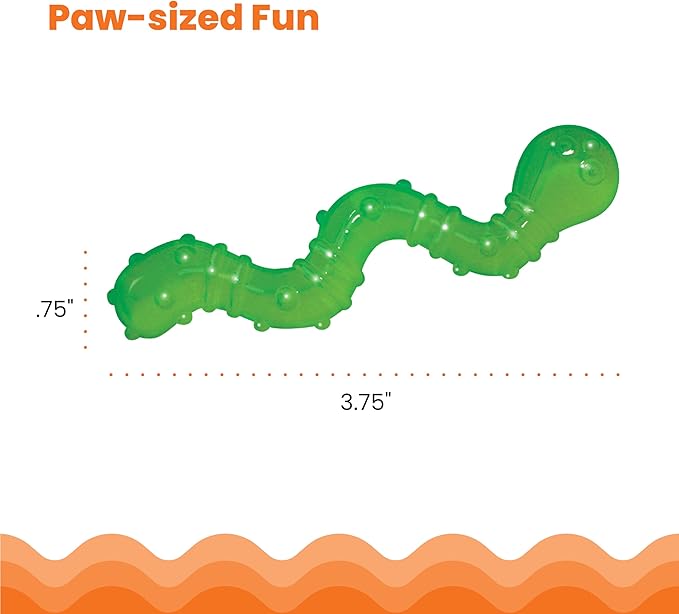 Catstages OrkaKat Wiggle Worm Cat Chew Toy – Catnip Dental Toy for Kittens and Cats, Orange Rubber with Ridges-Mewly Pet