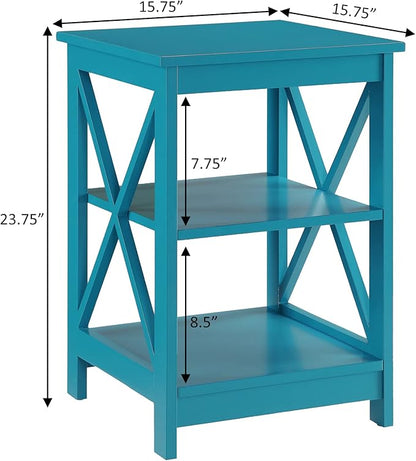 Convenience Concepts Oxford End Table 15.75" - Modern Living Room Table with Storage Shelves, Transitional Nightstand Side Table for Home Decor and Display, Blue