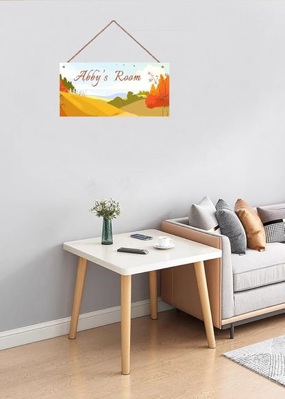 Personalized Name Sign Landscape Painting Decor For Girls Room and Baby Nursery Kids Bedroom Wood Plaque Hanging Wall Art Decor