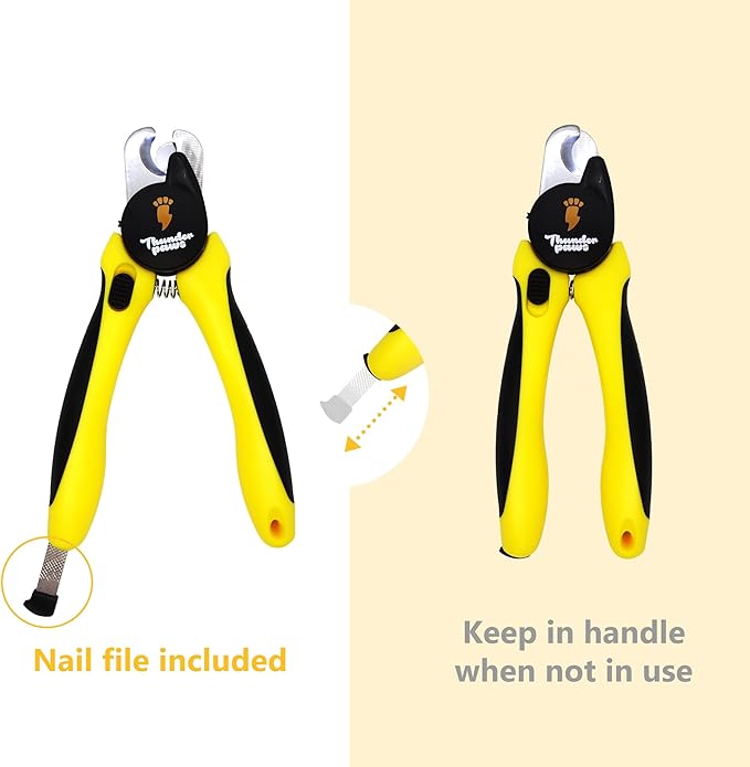 LED Dog Nail Clippers with Light, Trimmers with Protective Guard, Quick Sensor, Safety Lock and Nail File - Suitable for Large and Small Dogs & Cats (Yellow, LED)-Mewly Pet