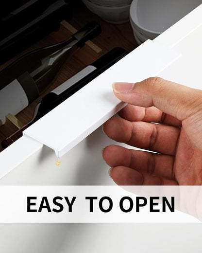 5 Pack 6 inch self Adhesive Cabinet pulls Finger pulls Drawer Pull Stick on Handles Bright White Adhesive Cabinet Handles Finger pulls for cabinets Concealed Edge Seam Flat