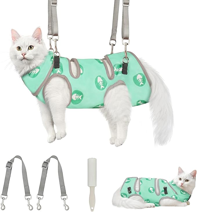 Supet Cat Grooming Hammock, Self-Adhesive Cat Nail Clipper Hammock, Soft Fabric Cat Wrap for Cutting Nails, Quickly Calm Down for Medicine, Teeth Brushing, Ear Cleaning-Mewly Pet