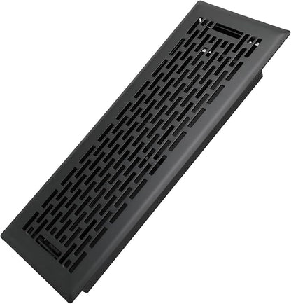 4x12 Inches Heavy Duty Walkable Floor Register - Easy Adjust Air Supply Lever Decorative Floor Vent Covers - Boston Design Vent Covers for Home - Matte Black