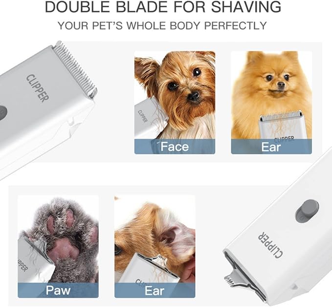 Dog Cat Home Hair Waterproof Clipper Portable Electric USB Rechargeable Pet Grooming Tools Low Noise Shaver Cordless Trimmer for Small and Large Pets-Mewly Pet