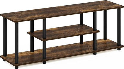 Furinno Turn-N-Tube No Tools 3D 3-Tier Entertainment Stand up to 50 inch TV, Amber Pine/Black