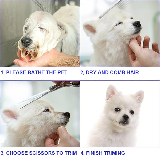 Professional Dog Grooming Scissors Kit, Titanium Coated Dog Scissors for Grooming, 5 in1 Grooming Shears Kit for Dogs Cat Pet At Home-Mewly Pet