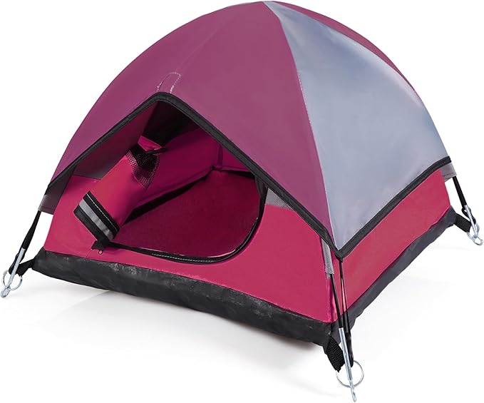 Cat Camping Tent, Cat Tent Bed, Pet Tent for Indoor Cat and Small Dog, Mini Tent (Red, 21 x 21 x 14 Inches)-Mewly Pet