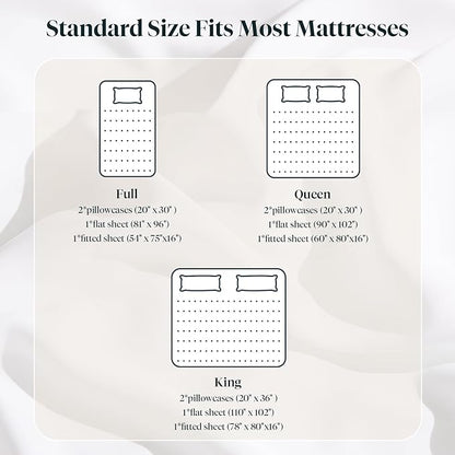 LuxClub King Size Sheets Set, 100% Rayon Derived from Bamboo Cooling Sheets, Breathable & Soft Deep Pocket Up to 16", Hotel Luxury Silky Sheets King Size, White