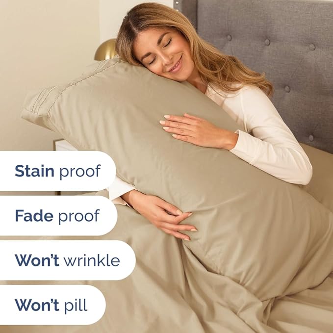 Twin XL Size 3 Piece Sheet Set - Comfy Breathable & Cooling Bed Sheets Set - Hotel Luxury Bedding for Women, Men, Kids, Teens, Boys & Girls - Deep Pockets, Ultra-Soft, Wrinkle Free - Oeko-Tex - Beige