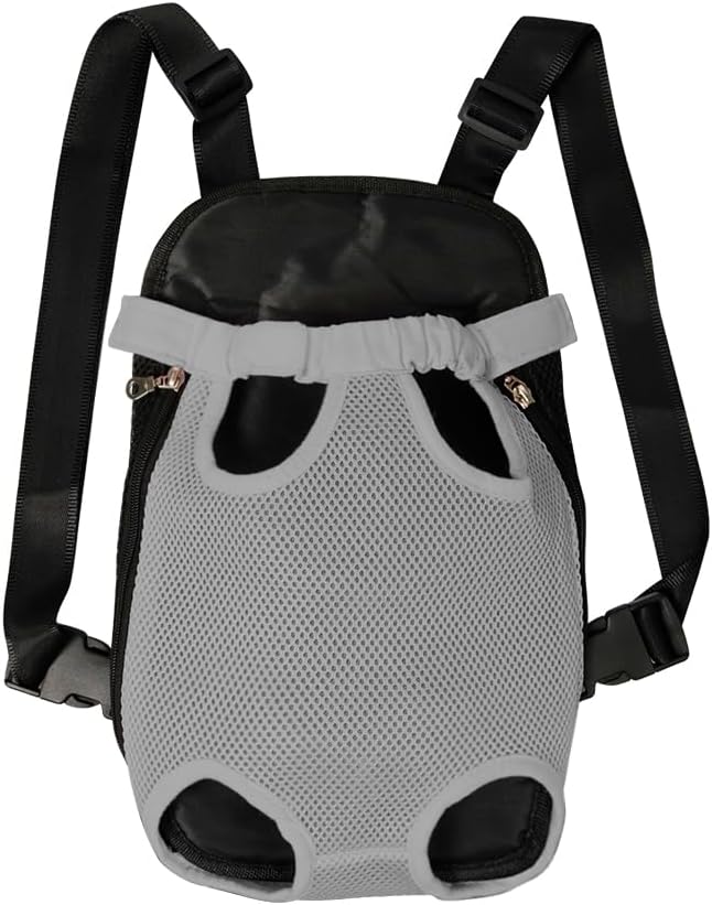 FEimaX Dog Carrier Backpack Pet Legs Out Front Cat Travel Bag, Adjustable Puppy Backpacks Carriers Hands-Free for Small Medium Dogs Cats Hiking Traveling Camping Daily Walking (Large, Grey)-Mewly Pet