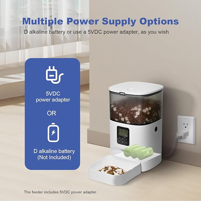 Automatic Cat Feeder, 4L Cat Food Dispenser with 10s Voice Recorder, Pet Feeder up to 8 Meals per Day, Timed Dog Feeder with Dry Food Sealed Ring (White, 4L-Basic)-Mewly Pet