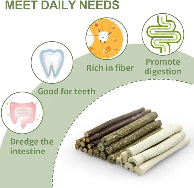 300g Guinea Pig & Rabbit Chew Toys with Apple & Timothy Sticks - Prevent Overgrown Teeth with Sweet Bamboo Treats - Ideal Rabbit Treats Included!-Mewly Pet