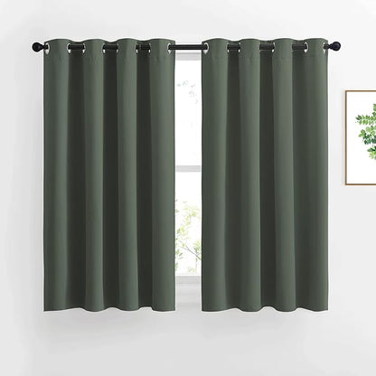 NICETOWN Bedroom Blackout Curtains & Drapes - Window Treatment Thermal Insulated Solid Grommet Voice Reducing for Kitchen/Nursery, Dark Mallard, 1 Pair, W52 x L54