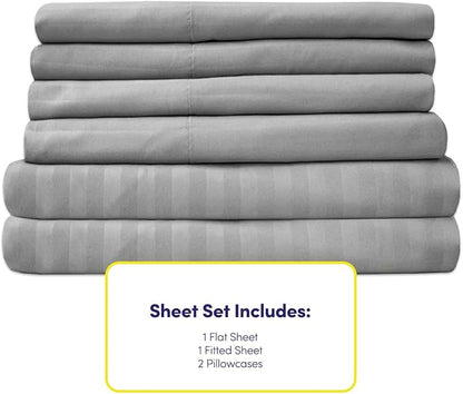 Twin Size Bed Sheets - 4 Piece 1500 Supreme Collection Fine Brushed Microfiber Deep Pocket Twin Sheet Set Bedding - 1 EXTRA PILLOW CASES, GREAT VALUE, Twin, Dobby Silver