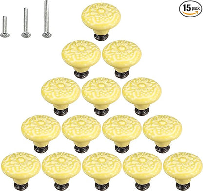 HUAMULAN Cabinet Knobs Glossy Ceramic Dresser Mushroom Table Drawer Cupboard Pull Furniture DIY Wardrobe Solid Color Vintage Handle,with 3 Size Mounting Screws