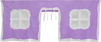 Max & Lily Underbed Curtain for Low Bunk Bed/Low Loft Bed, Play Curtain for Kids, Cotton Privacy Curtain for Bottom Bunk, 2 Panel Curtain Set Purple/White