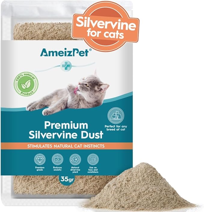 Silvervine Dust for Cats, Catnip Alternative for Training & Play, Cat & Kitten Behaviour Dust 35g (0.08 Oz)-Mewly Pet