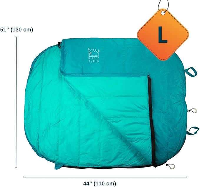 Ultralight Dog Sleeping Bag Backpacking—Outdoor Dog Bed for Hiking—Backpacking Gear for Dogs—Dog Hiking Gear—Dog Camping Gear—Packable Sleeping Bag for Dogs—Dog Travel Bed (Glacial Blue | Large)-Mewly Pet
