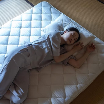 EMOOR Japanese Futon Mattress CLASSE Queen Made in Japan White, Foldable Floor Sleeping Bed Tatami Mat