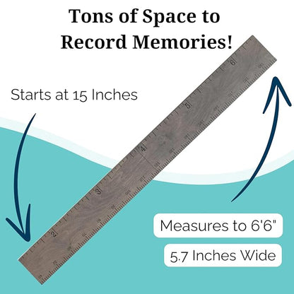 HEADWATERS STUDIO Height Ruler for Wall - Child Height Wall Chart, Height Chart for Kids Growth Chart for Wall Growth Chart Wood, Wooden Growth Chart for Wall - Gray w/Inches - 63"x5.75"