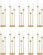 Vincidern 10pcs Gold 3 Arm Candelabra Taper Candle Holder for Table Centerpieces, 34in Tall Metal Candlestick Holder with Acrylic Lampshade for Wedding,Party,Holiday Christmas, Halloween Candelabra